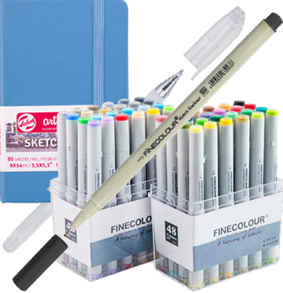 Набор для скетчинга "Скетч-настроение Мини" 48 маркеров, скетчбук, линер, белая ручка