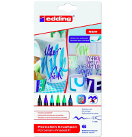 Набор маркеров по фарфору Edding Porcelain Brushpen 6 цветов с кистью (вариант 3)