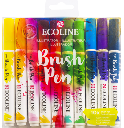 Акварельные маркеры Ecoline Brush Pen в наборе 10 цветов "Иллюстратор"
