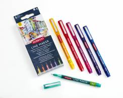 Набор линеров Derwent Line Maker 6 штук 0.3 мм разного цвета