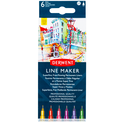 Набор линеров Derwent Line Maker 6 штук 0.3 мм разного цвета