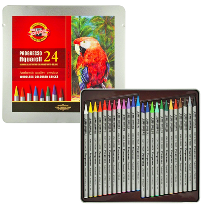 Акварельные карандаши Koh-I-Noor Progresso Aquarell 24 цвета в пенале