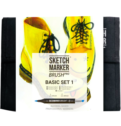 Набор маркеров Sketchmarker Brush / Скетчмаркер Браш "Базовый 1" 24 цвета в сумке
