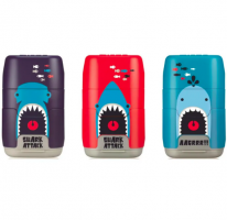 Ластик-точилка Milan Capsule Shark Attack 1 отверстие ассорти