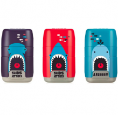 Ластик-точилка Milan Capsule Shark Attack 1 отверстие ассорти